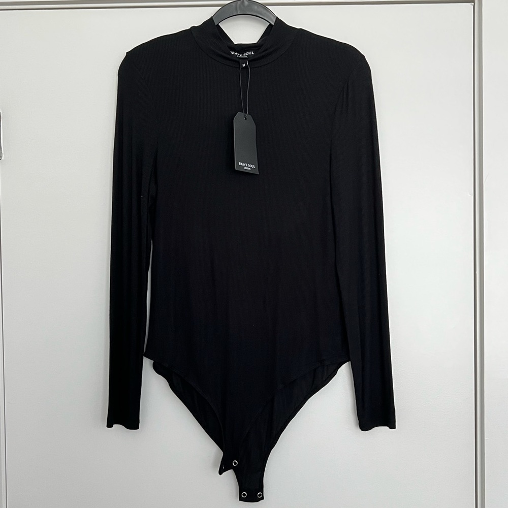 Black Ribbed Bodysuit